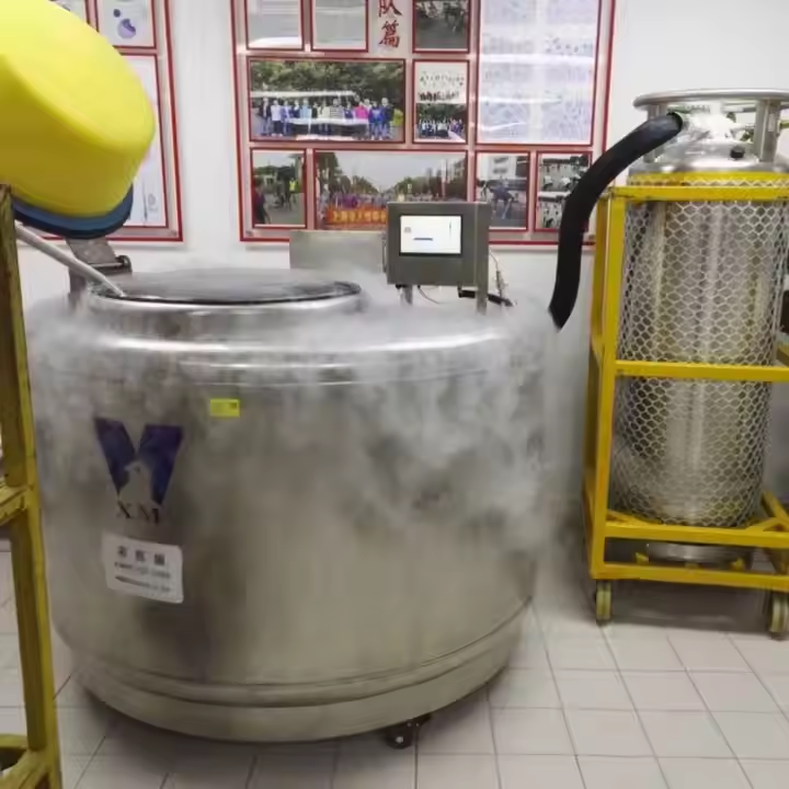 使用液氮罐凍存，外部結(jié)霜